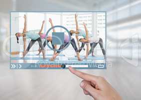 Hand touching Exercise fitness Video Player App Interface