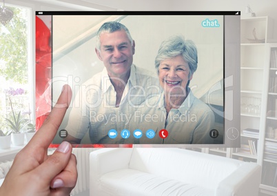 Hand touching Social Video Chat App Interface