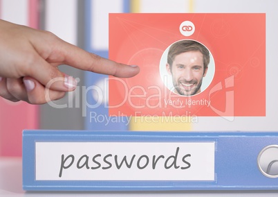 Hand Touching Identity Verify passwords App Interface