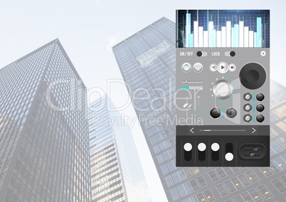 Sound Music and Audio production engineering equalizer App Interface in city