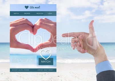 Hand Pointing at a Dating App Interface