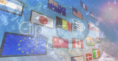 panel with flags and earth eye background