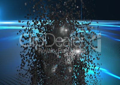 Digital composite image of 3d scattered woman