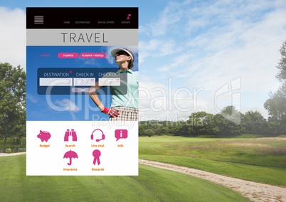 Holiday travel break App Interface with golf