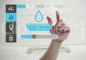 Hand Touching Home automation system water App Interface