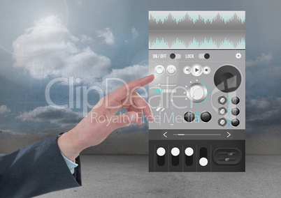 Hand Touching Sound Music Player and Audio production engineering App Interface