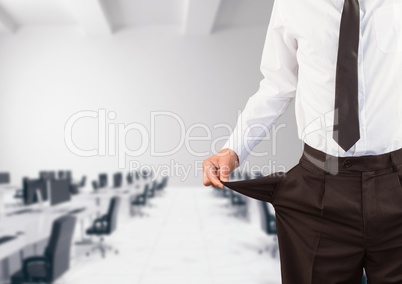 Midsection of businessman showing empty pockets