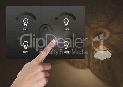 Hand touching a Lighting home App Interface