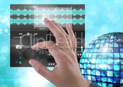 Hand Touching Sound Music Player and Audio production engineering equalizer App Interface