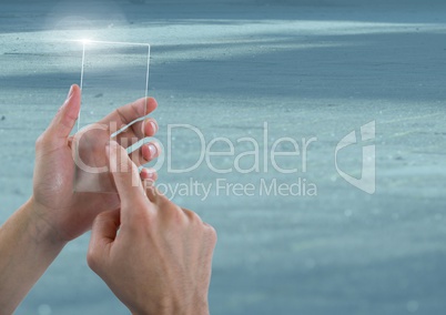 Hand Touching Glass Screen with cool background