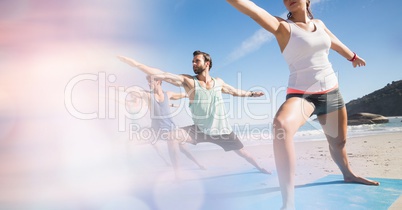 People exercising at beach