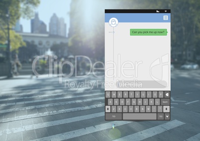Social Media Messenger App Interface on street road pick up