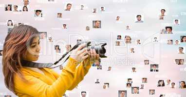 Photographer with flying portraits