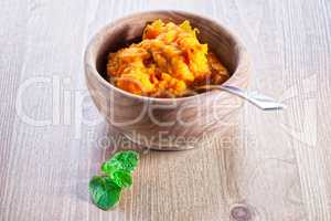 Pumpkin puree with greenery