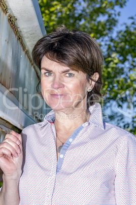 Farmer on a farm trailer