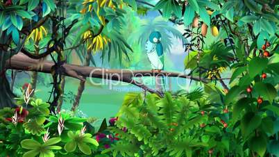 Blue Parrot in a Jungle