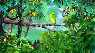 Green Parrot in a Jungle