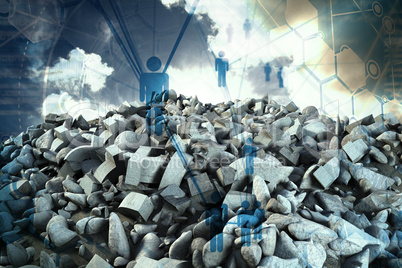 Composite image of pile of rocks