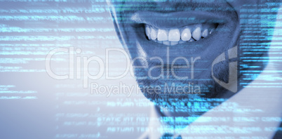 Composite image of mid section of smiling businessman