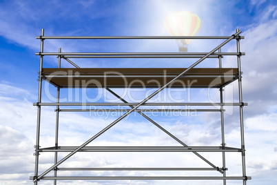 Scaffolding towering into the sky