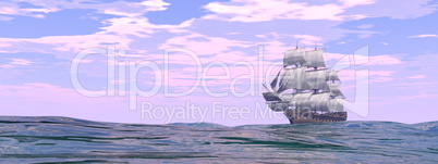 Old merchant ship - 3D render