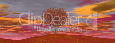 Single autumn tree - 3D render