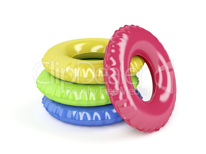 Swim rings with different colors
