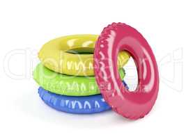 Swim rings with different colors