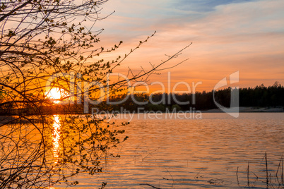 Sunset on a Summer Forest Lake