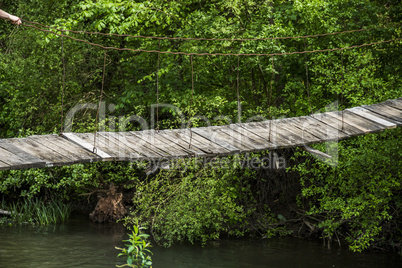 wooden suspension footbridge