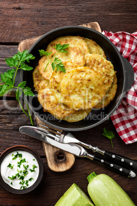 Zucchini fritters, vegetable pancakes