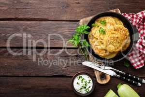 Zucchini fritters, vegetable pancakes