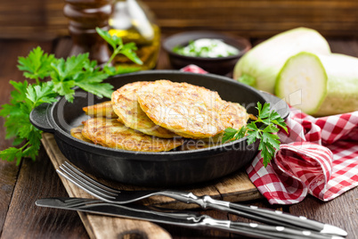 Zucchini fritters, vegetable pancakes