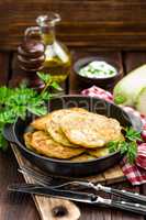 Zucchini fritters, vegetable pancakes