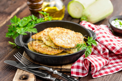 Zucchini fritters, vegetable pancakes