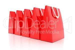 3d render - red shopping bags