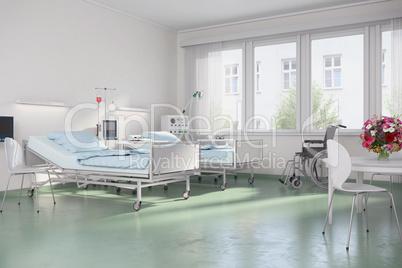 3d render - empty hospital room