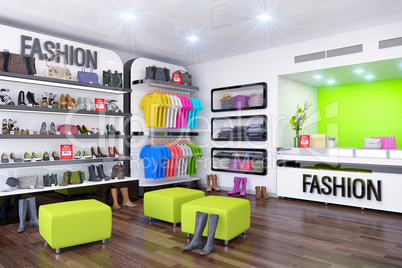 3d render - interior of fashion store