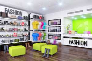 3d render - interior of fashion store