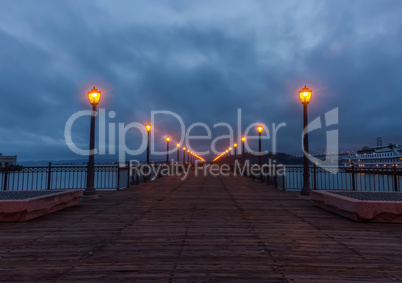 Pier 7 facing San Francisco Bay before crack of dawn