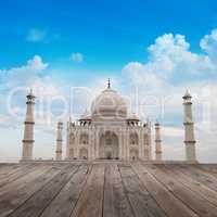 Taj Mahal Agra India with blue sky