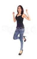 Dancing slim young woman.