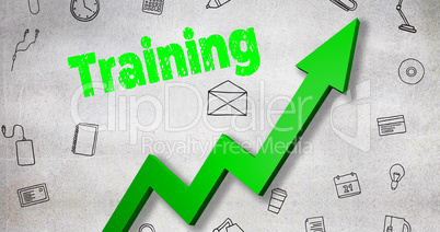 Composite image of digitally generated image of training text