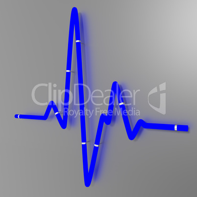 Fluorescent tube as a cardiogram sign on the wall, 3d illustration