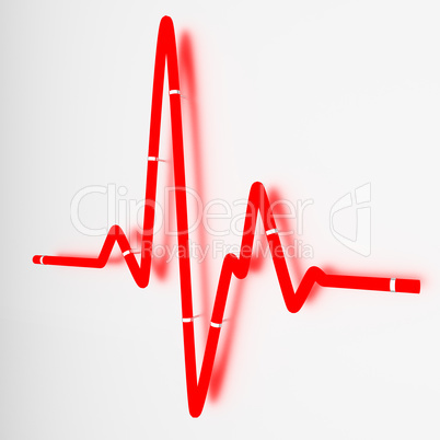 Fluorescent tube as a cardiogram sign on the wall, 3d illustration