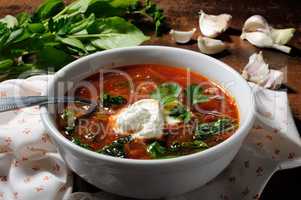 Tomato soup with spinach