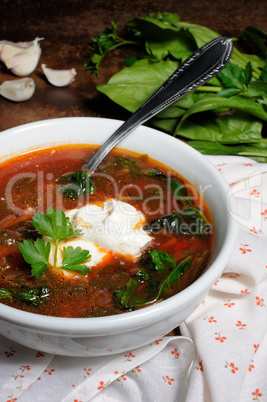 Tomato soup with spinach