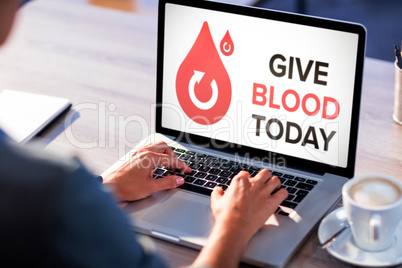 Composite image of give blood today text with icons on screen