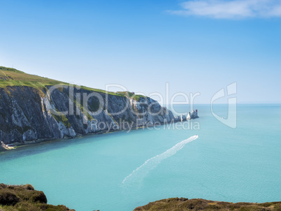 The Needles rock formation on the Isle Of Wight England UK