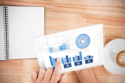 Composite image of blue graphics on white background